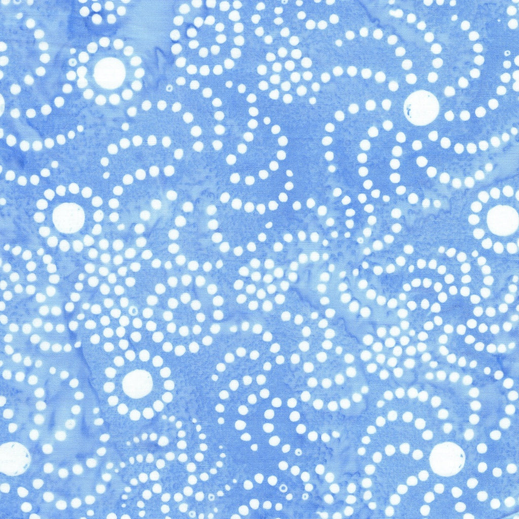 Swirly Dots-Blue Chambray
