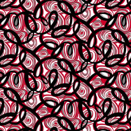 Crimson Garden Red/Blk Swirls 1193-89