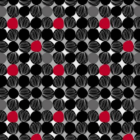 Crimson Garden Black/Gray Touching Dots 1195-98