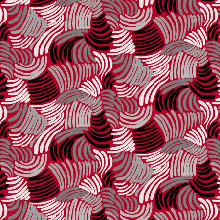 Crimson Garden Red/Gray Abstract Lines 1197-89