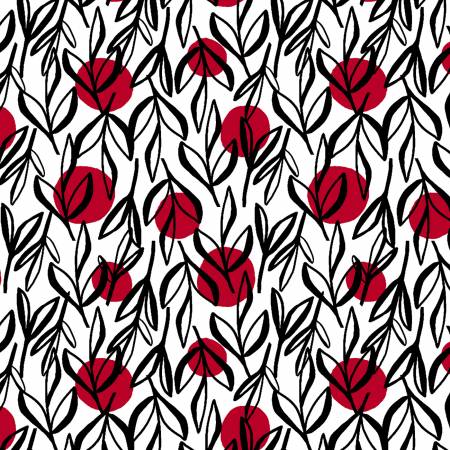 Crimson Garden Blk/Red Dots and Small Vines 1202-98