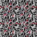 Crimson Garden Black/Gray Leaves 1203-98