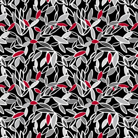 Crimson Garden Black/Gray Leaves 1203-98