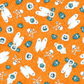 Orange Tossed Ghosts and Pumkins Glow 1449G-33