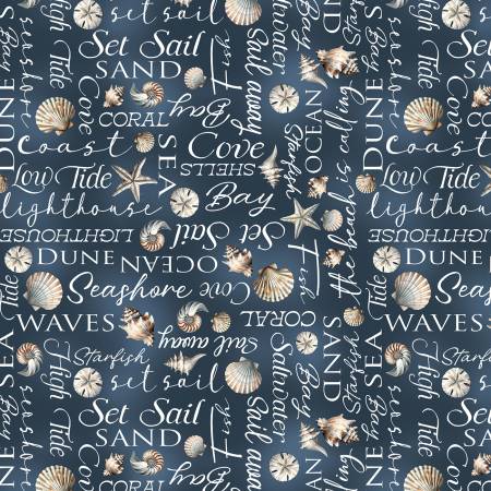 Coastal Words Dark Blue