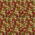 Little Harvest Flowers Black Cotton Lawn