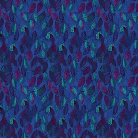 Small Tossed Leaf Dark Blue
