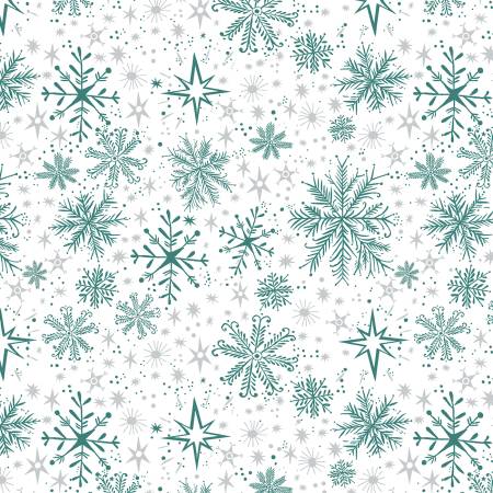 Highland Glen: Snow Frost White/Teal 16727P-90