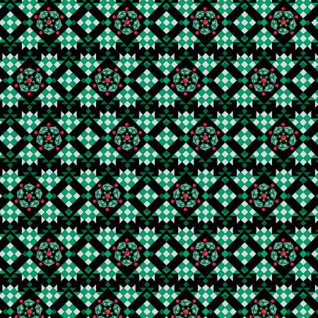 Highland Glen: Quilted Geo Black/Green 16824-91