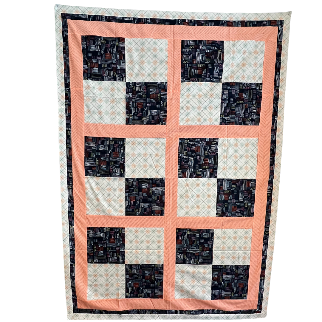 3 Yard Peach 64" x 44" Pieced Flimsy (not quilted) - Shop Sample