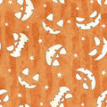 Orange Jack-o-Lantern Faces Glow/Ghosts in the Graveyard