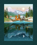 Happy Campers Dark Teal/Green Panel 36"