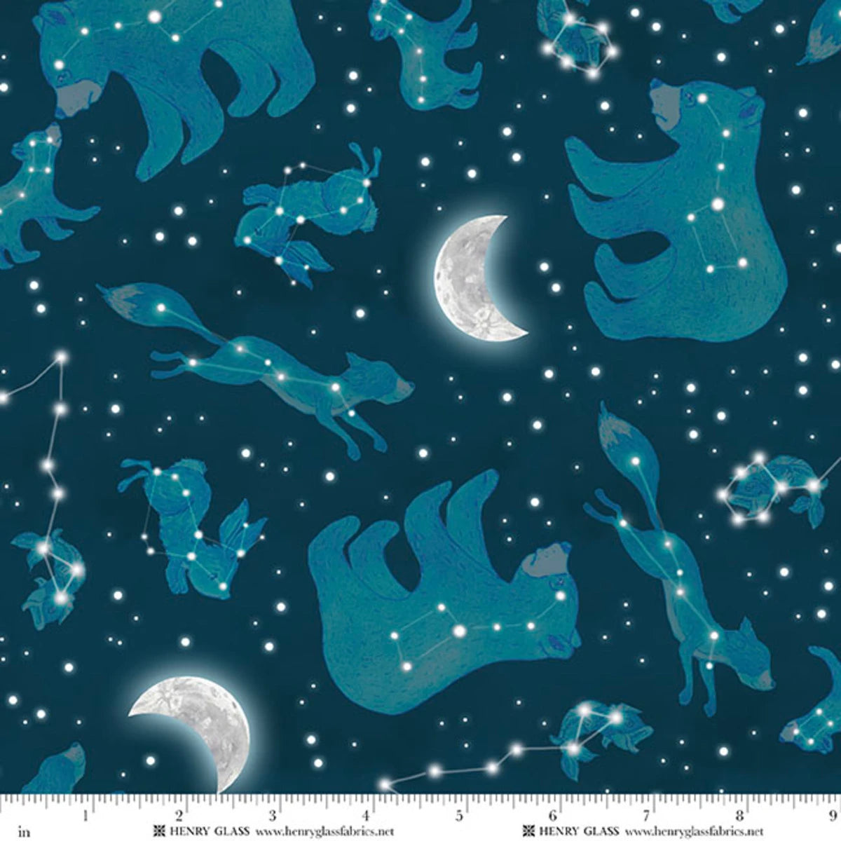 Happy Campers Dark Blue Constellations Minky