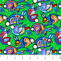 The Four Seasons Green Multi Rabbits Fabric