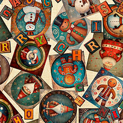 SANTA'S WORKSHOP - CHRISTMAS COLLAGE-Cream