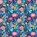 EXOTICA - PACKED FLORAL-Navy