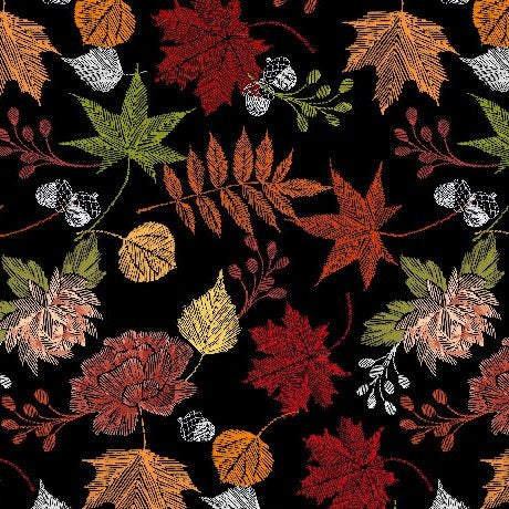 AUTUMN STITCHES - Leaf Toss - Black