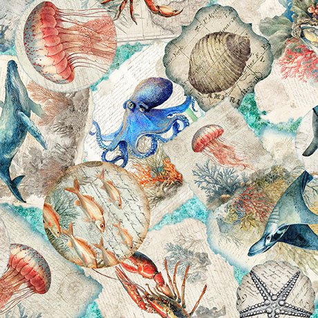 NAUTICUS - SEA CREATURES OVERLAPPING PATCHES - AQUA