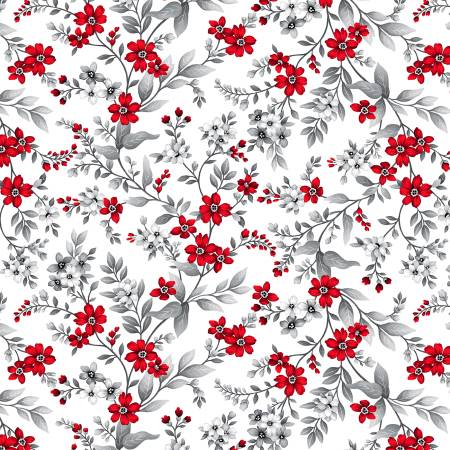 Scarlet's Treasure White Red Floral Vine