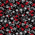 Scarlet's Treasure Black Red Floral Vine