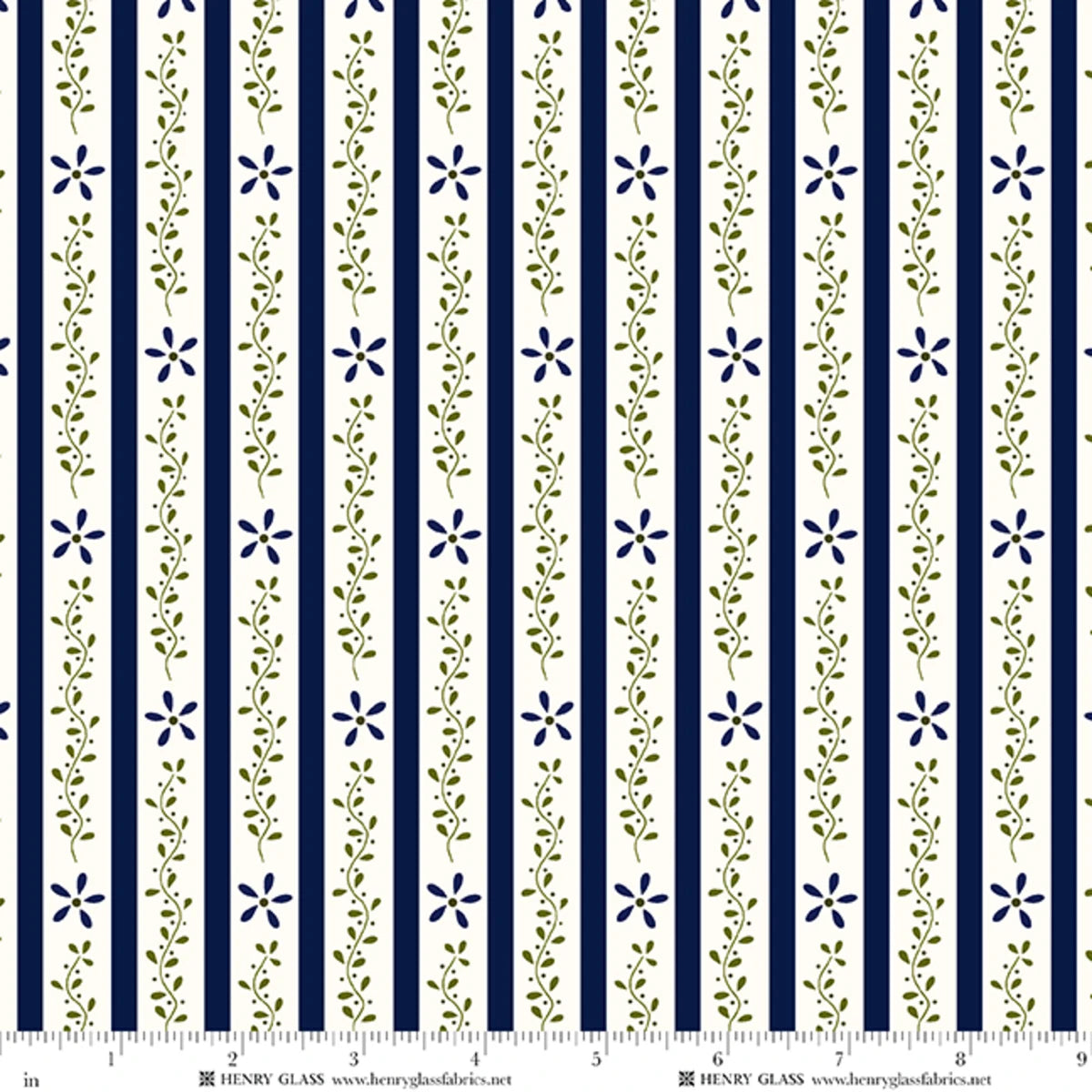 Wildflowers Blue Vine Stripe