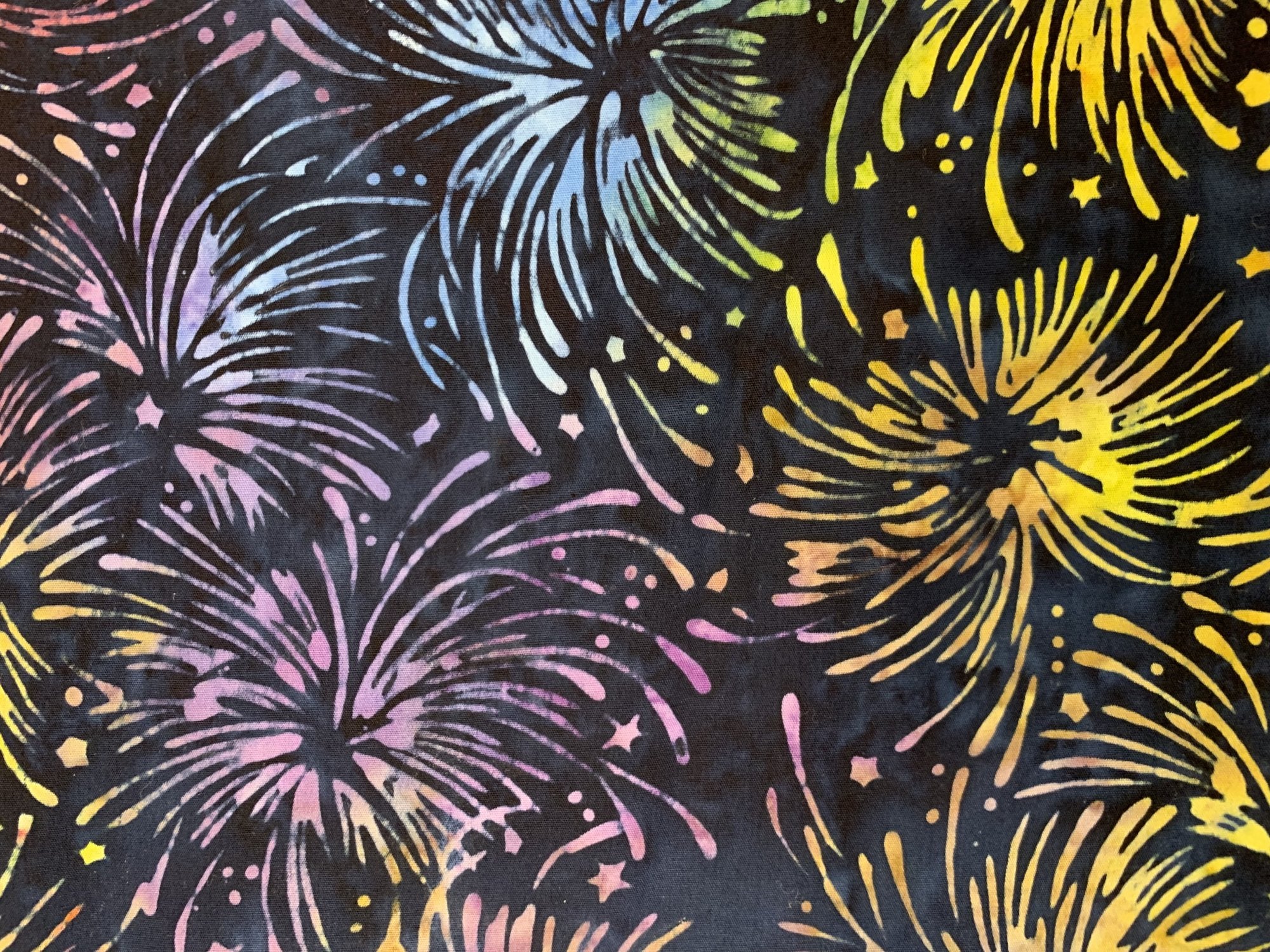 QIH Island Batiks Fireworks Navy & Yellow