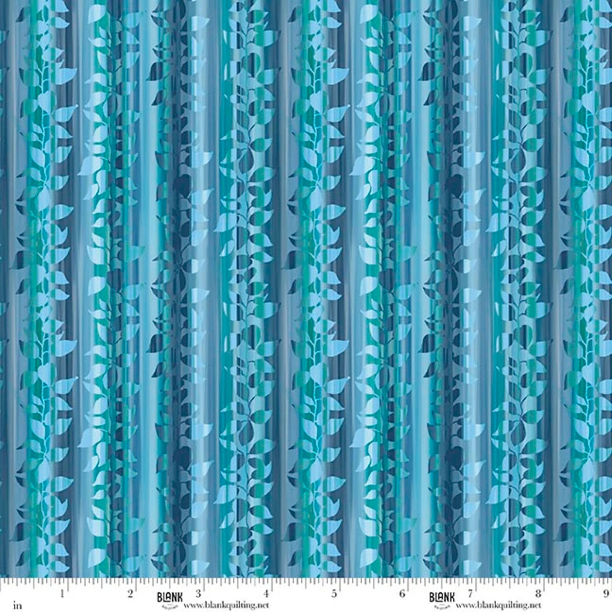 Botanic Symphony 4977-73 Teal Vine Stripe