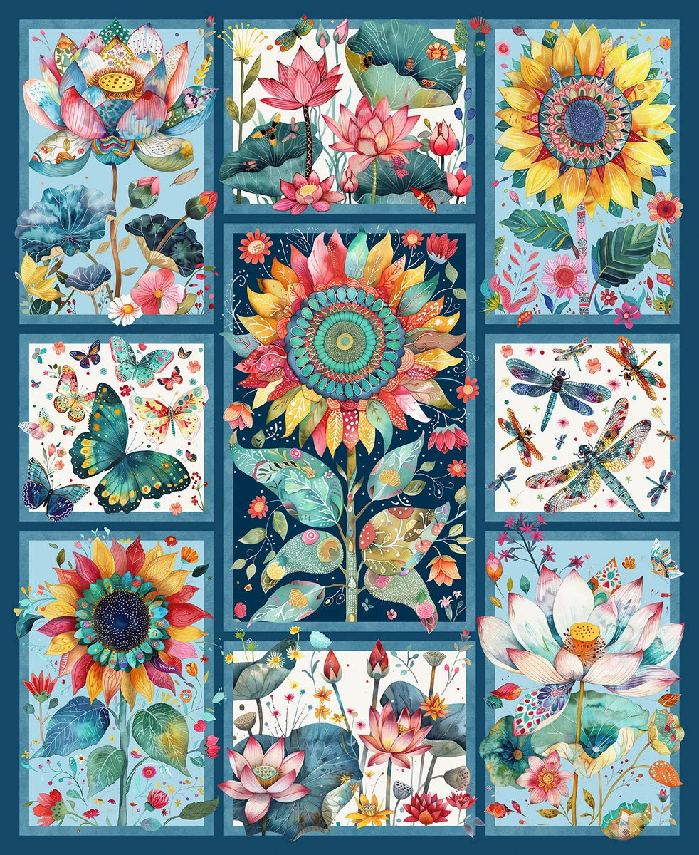 Botanic Symphony Teal Panel 36" 4981P-73