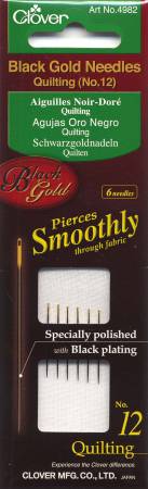 Clover Black Gold Quilting Needle Size 12 6ct