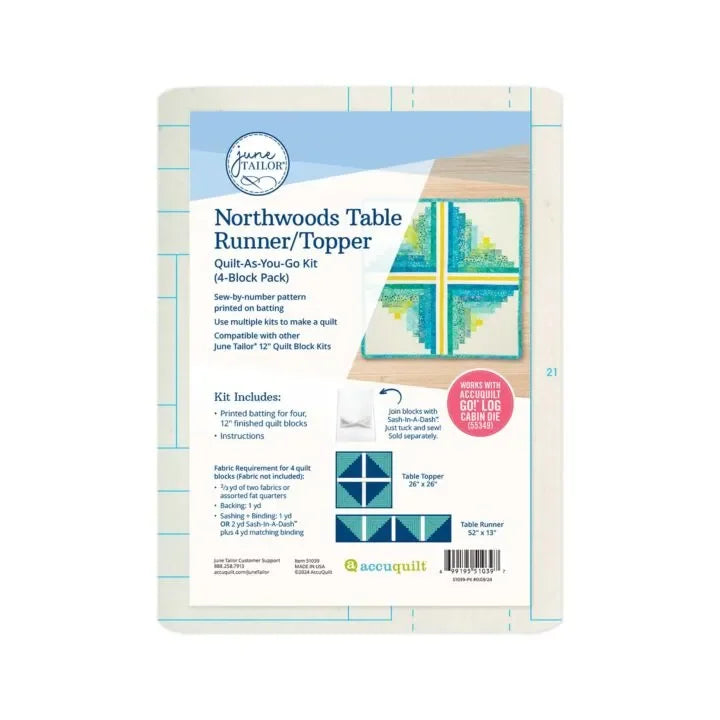 June Tailor Northwoods Table Runner/Topper Quilt-As-You-Go Kit (4/pk)