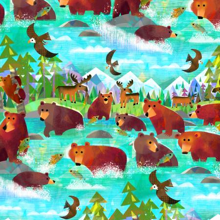 Turquoise Bathing Bears 55455D-1