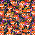 Midnight Blue Foxes and Flowers 55456D-2
