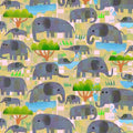 Yellow Savanna Mama Elephant, Baby Elephant 55459D-5