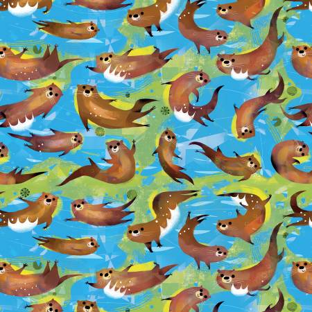 Cyan Swimming Otters 55461D-7