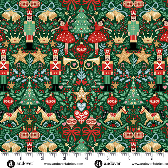 The Nutcracker by Makower UK Sugar Plum Green