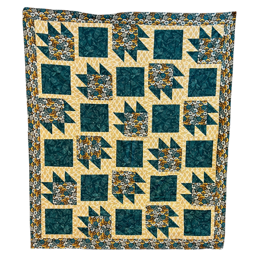 Teal Bear Paw 50" x 60" Pieced Flimsy (not quilted) - Shop Sample