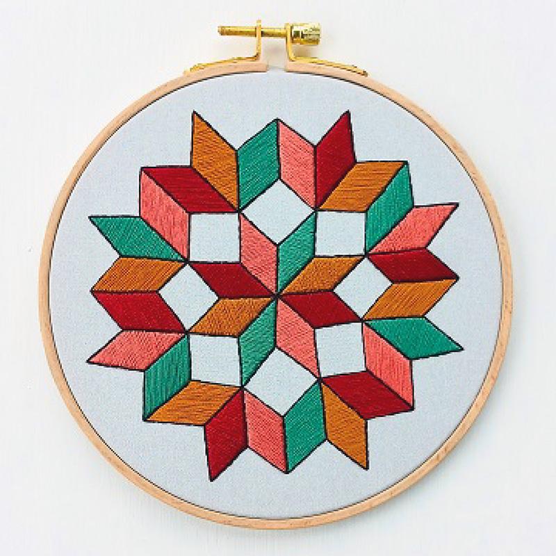 Embroidery Kit Quilted Wheel DEKQW Cozyblue Handmade
