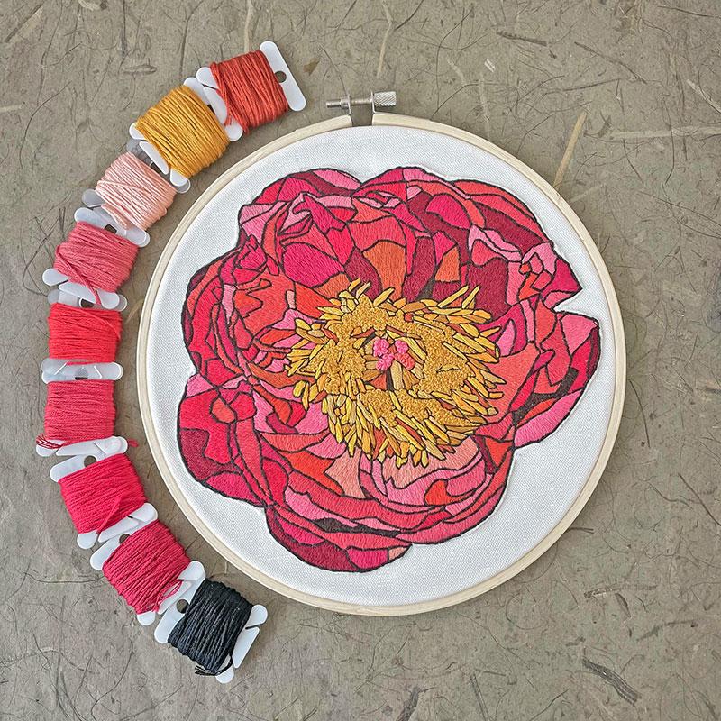 Embroidery Kit Peony KWEMB0024 Kate Wyatt Fine