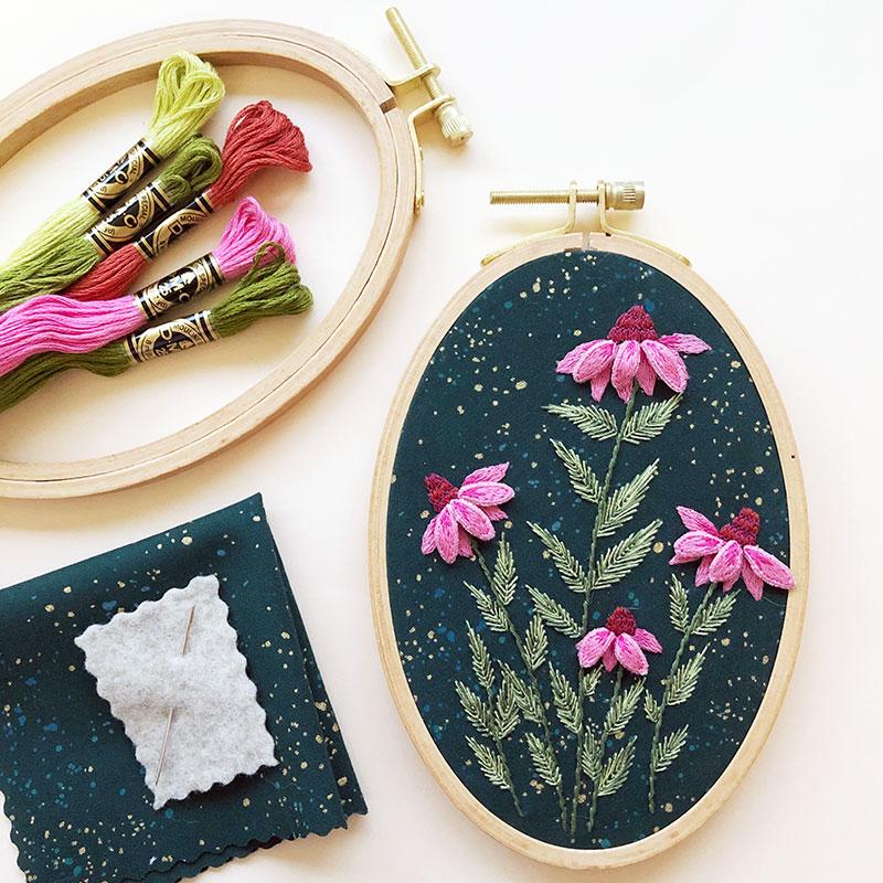 Embroidery Kit 3D Coneflowers 70 MCreativeJ