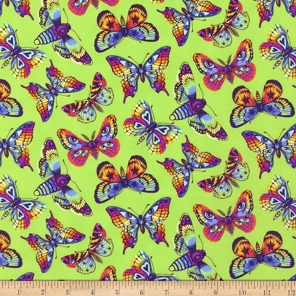Tula Pink - Daydreamer Butterfly Kisses - Avacado