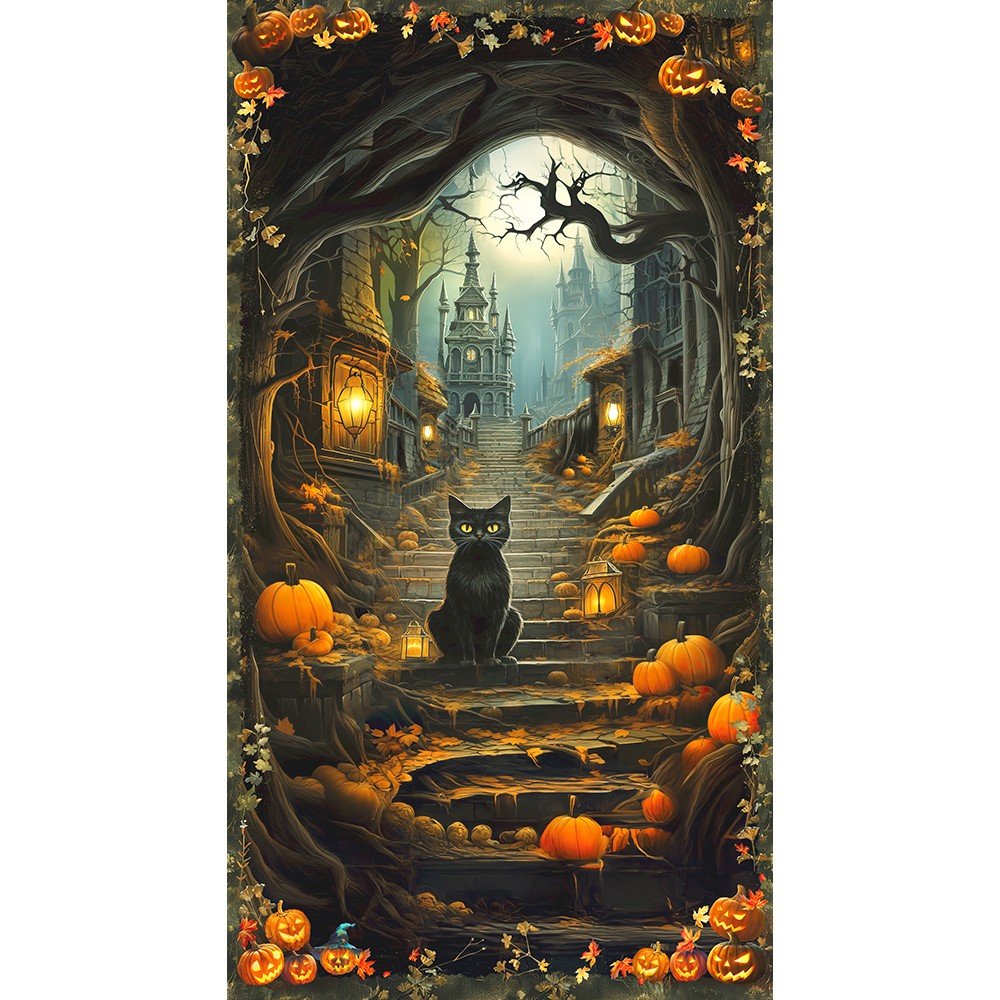 Moon Spell APYD-23691-282 Spooky Cat Panel