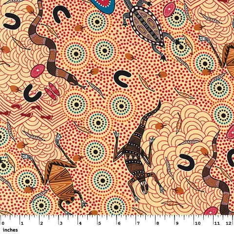 Around Waterhole Ecru by Nambooka - M & S TEXTILES AUSTRALIA