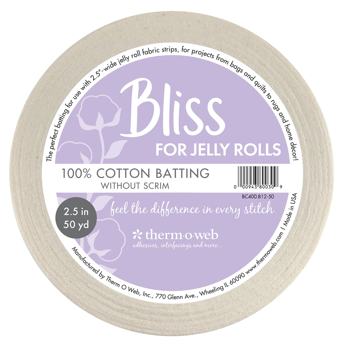 Therm O Web Bliss 100% Cotton for Jelly Rolls 2-1/2in x 50yd