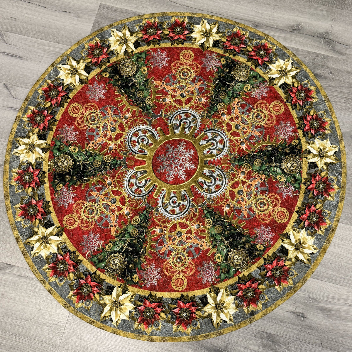 Gears & Garland Tree Skirt - 40" diameter - Shop Sample