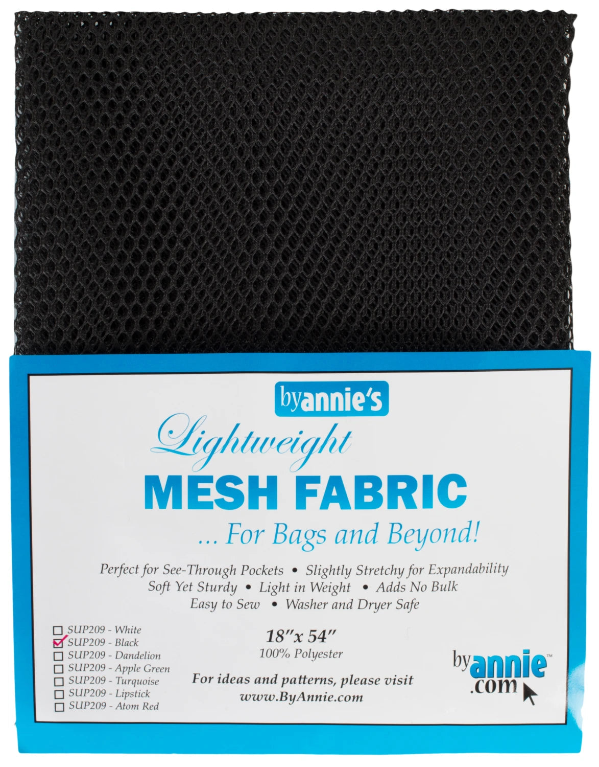 Lightweight Mesh Fabric - Black (18" x 54")# SUP209-BLK