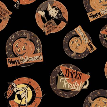 Retro Halloween Medallions Y3246-3 Black