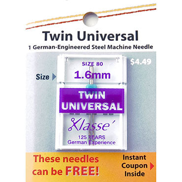 Klasse Twin Universal 80/1.6mm needles