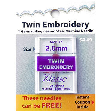 Klasse Twin Embroidery 75/2.0mm needles