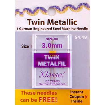Klasse Twin Metallic 80/3.0mm needles