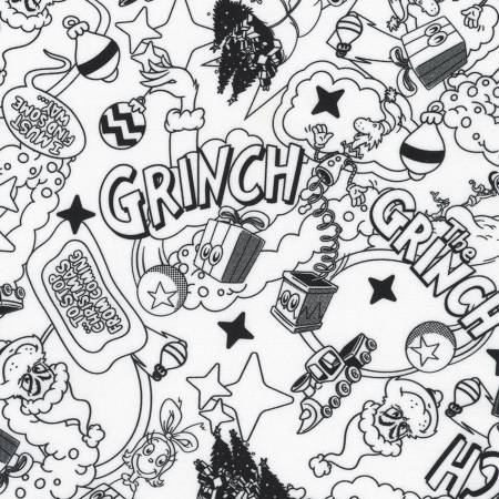 Tonal Grinch White Quilting Cotton